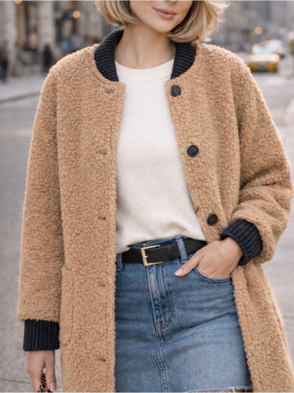 Sage The Label Teddy Coat Camel Faux Shearling Vgn Leather NWOT Salesman Sample